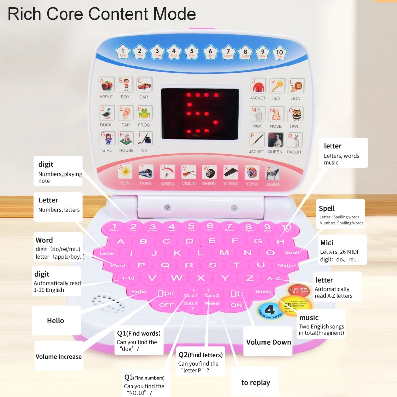 Learning machine laptop computer child electronic preschool language education toys gift toddler kid developing cognitive skills laptop computer toy