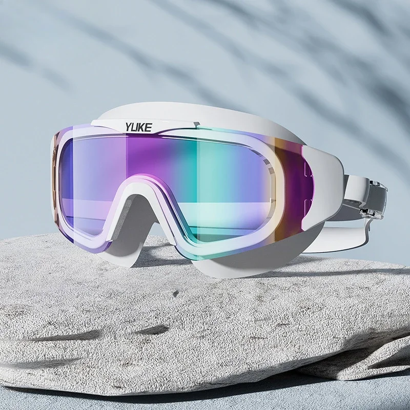 New Fashion Swimming Goggles Large Frame Gradient Lenses Anti-fog HD Waterproof Adults Professional Silicone Swim Glasses
