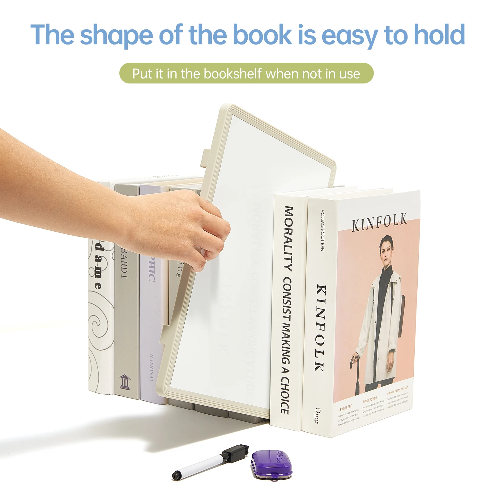 Versatile Magnetic Desktop Whiteboard with Stand-up Writing Board  Includes 3PCS Black Marker & 1 Eraser for Office/ School