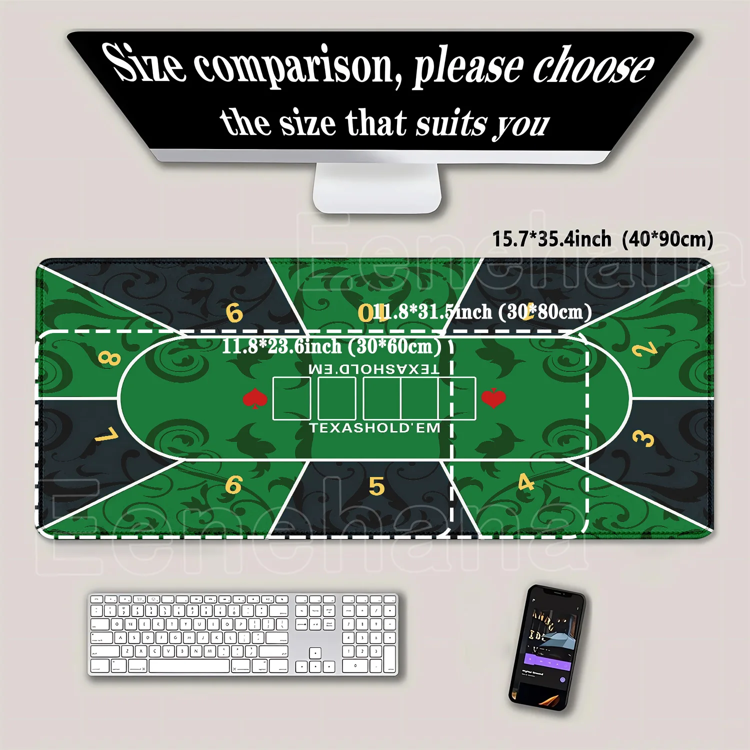 Texas Poker Playmat Rubber Tablecloth Game Layout Mouse Pad Tabletop Holdem Home Entertainment Game Rooms XXL HD print desk mat