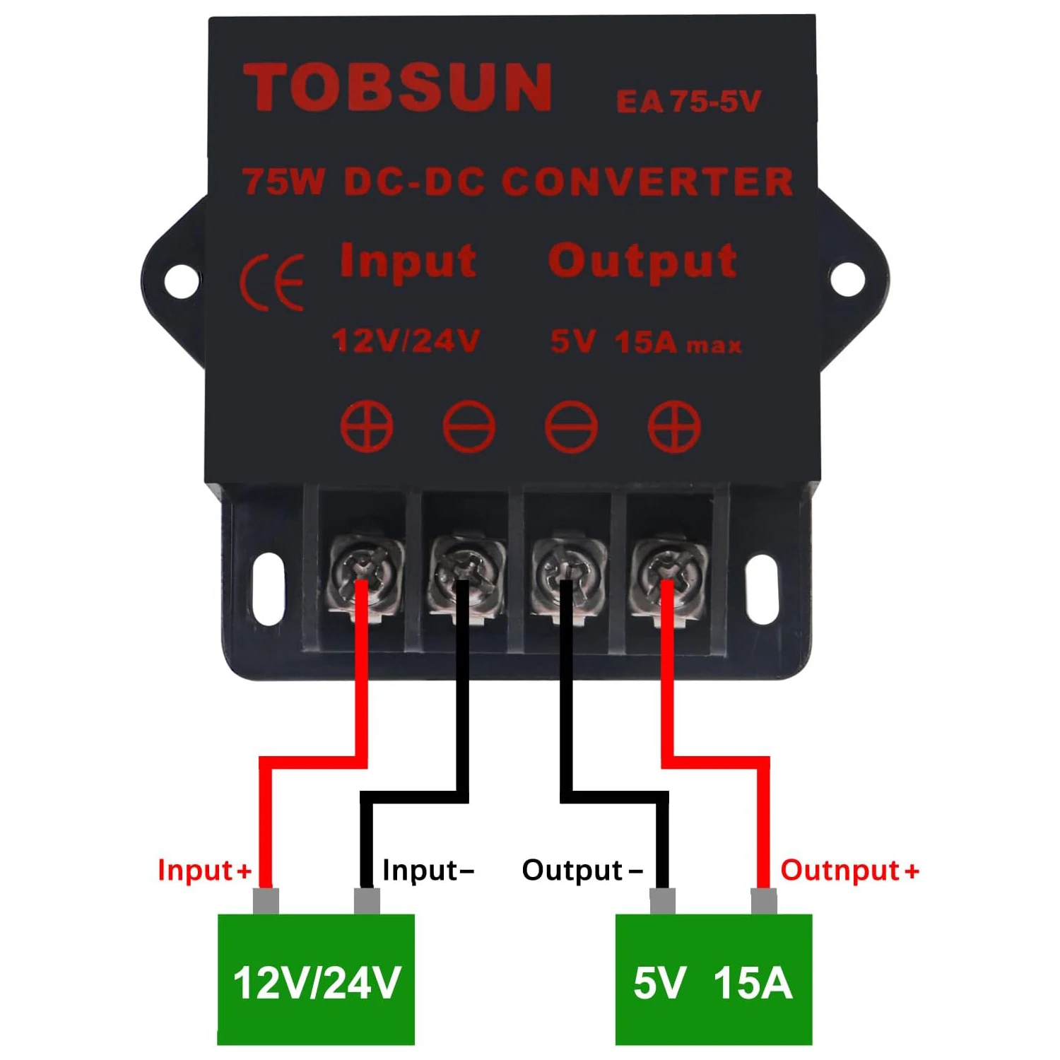 DC 전압 변환기 레귤레이터 DC 12V/24V를 DC 5V 15A 75W로 변환하는 전력 변환기 버크 트랜스포머 12V/24V-5V 15A