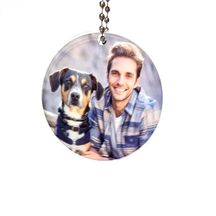 2PCS Transparent Acrylic Pet Collar Photo Tag Customization, Pet Commemorative Tag Keychain Christmas Pattern Customization