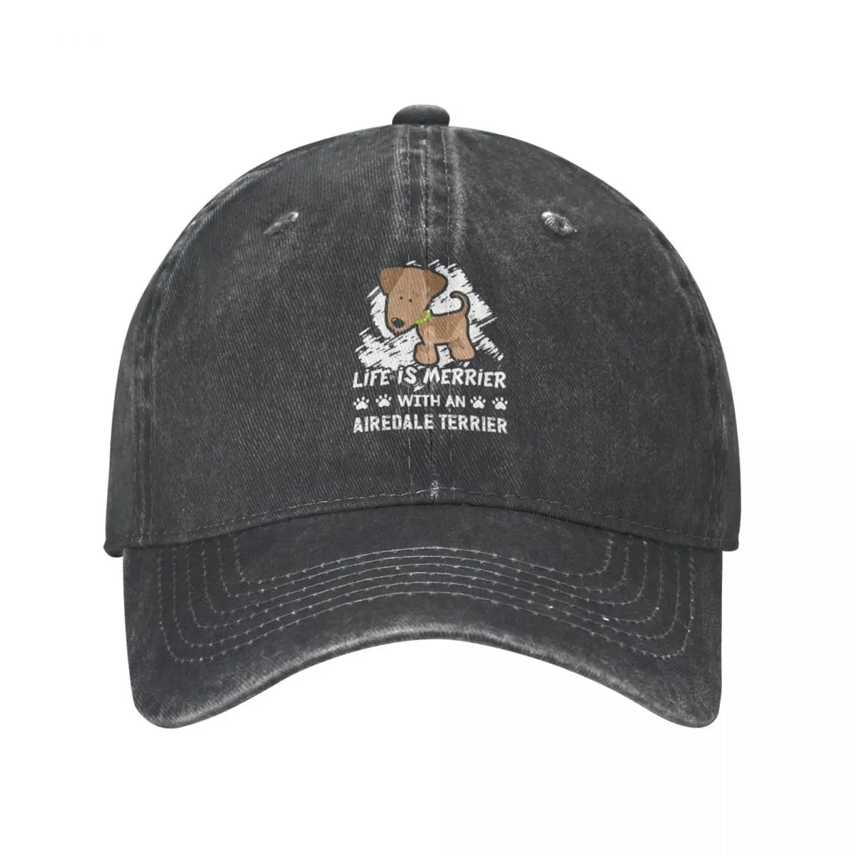 

Airedale Terrier Life Is Merrier With An Airedale Terrier Baseball Cap Luxury Cap Beach Military Tactical Caps Women'S Hat Men'S
