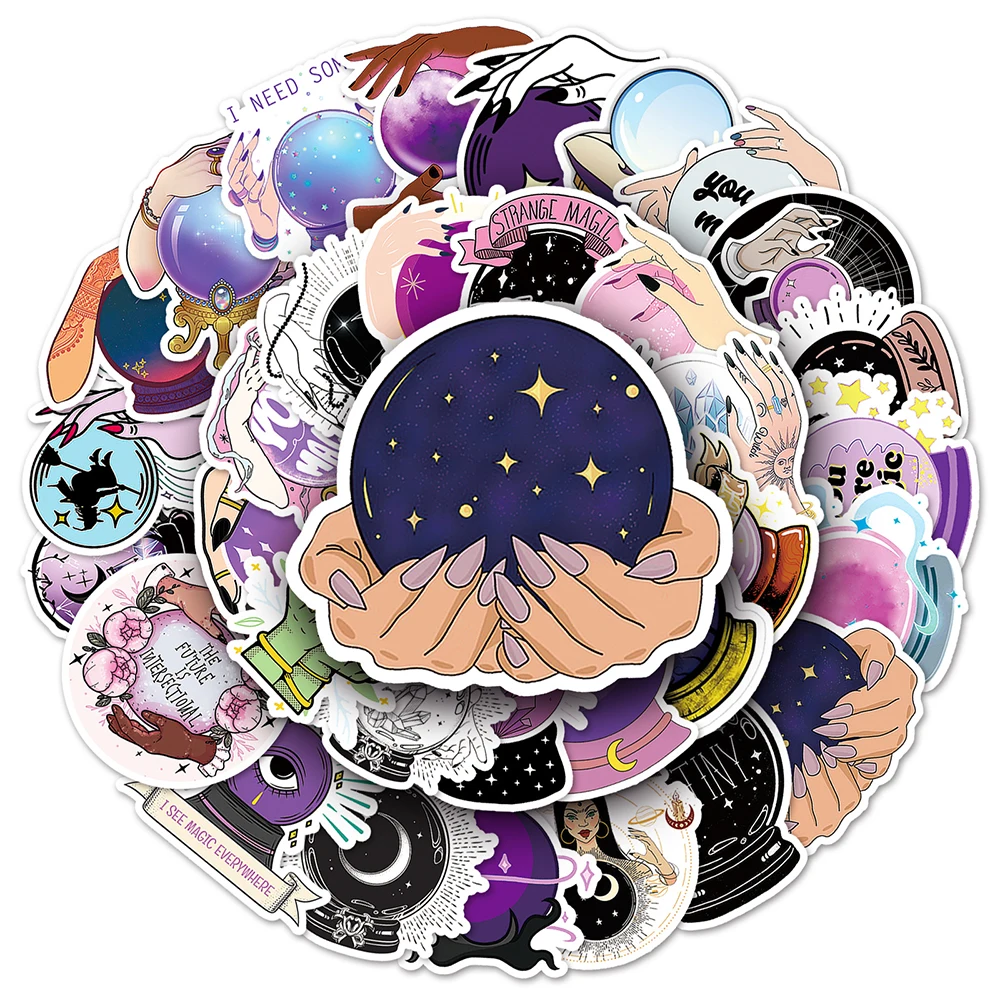 

10/30/50pcs Magic Crystal Ball Aesthetic Stickers Graffiti Water Bottle Luggage Skateboard Waterproof Kids Cool DIY Sticker Pack