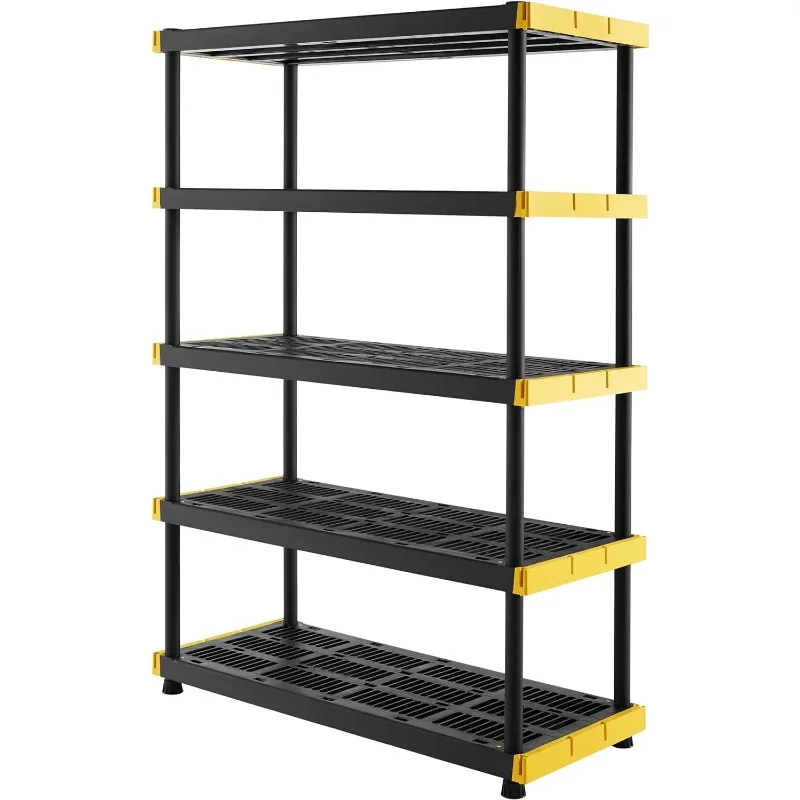 

5-Tier Heavy Duty Plastic Storage Shelving Unit,200lbs/shelf (72”H x 48”W x 20”D), for Indoor/Outdoor Organization, Modular Rack