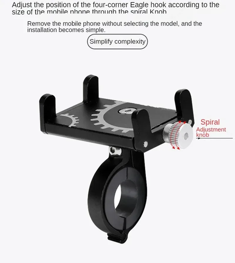 Universal Fahrrad Telefon Halter MTB Motorrad E-Bike Lenker Halterung Anti-Slip Legierung Clip GPS Radfahren Reiten Zubehör Fest – Detail 6