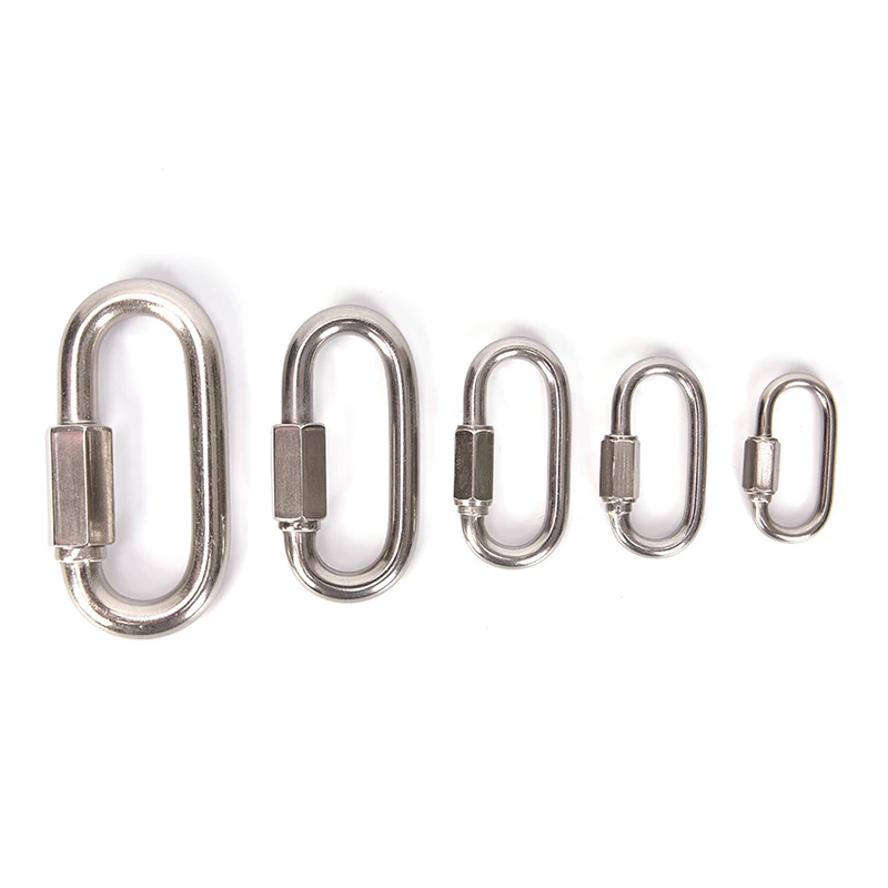 

New Stainless Steel Screw Lock Climbing Gear Carabiner Quick Links Safety Snap Hook Chain Connecting Ring Carabiner Chain Buckle