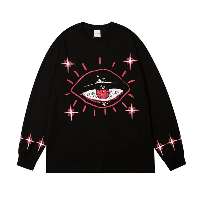 CHIPS Graphic Sweatshirt Men Terror Eye Oversize Hip Hop  Long Sleeve Printed Harajuku Fashion Y2k Plus Size Tops Gothic Leisure mens designer hoodies