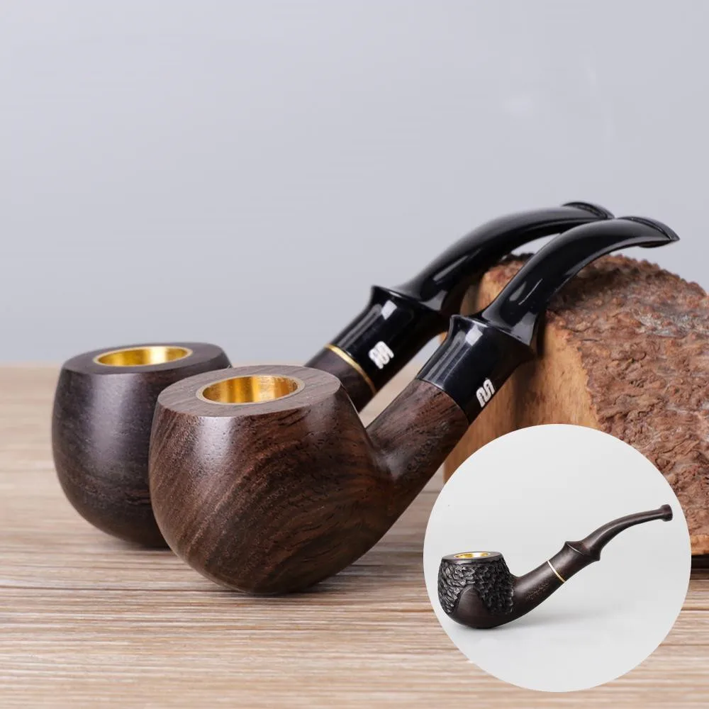 Ebony Wood Pipe Smoking Pipes Portable Smoking Pipe Herb Tobacco Pipes Grinder Smoke Gifts Black/Coffee 1Pc