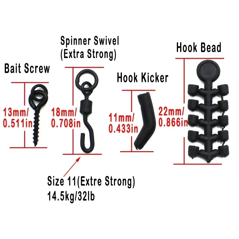 Carp Fishing Accessories Kit Anti Tangle Sleeve Hook Stop Beads Bait Screw Rig Kicker Swivel for Spinner Rig Material Equipment 3