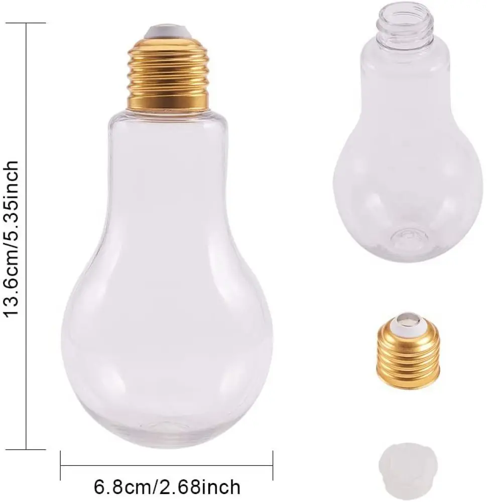 Potchen 15 Juegos De Vasos De Bombilla Con Tapas De Pajilla, Botellas LED Brillantes Con Forma De Plástico De 16.9 Fl Oz Para Bebidas, Bombillas Para Jugo, Agua, Bebida, Bebida, Decoración