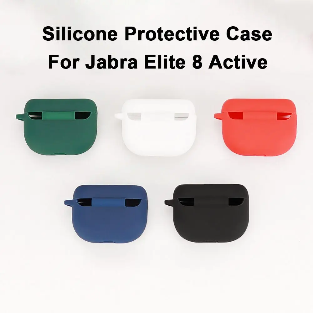 Shockproof Silicone Earphone Case with Hook - Solid Color, Anti-Scratch Protective Shell