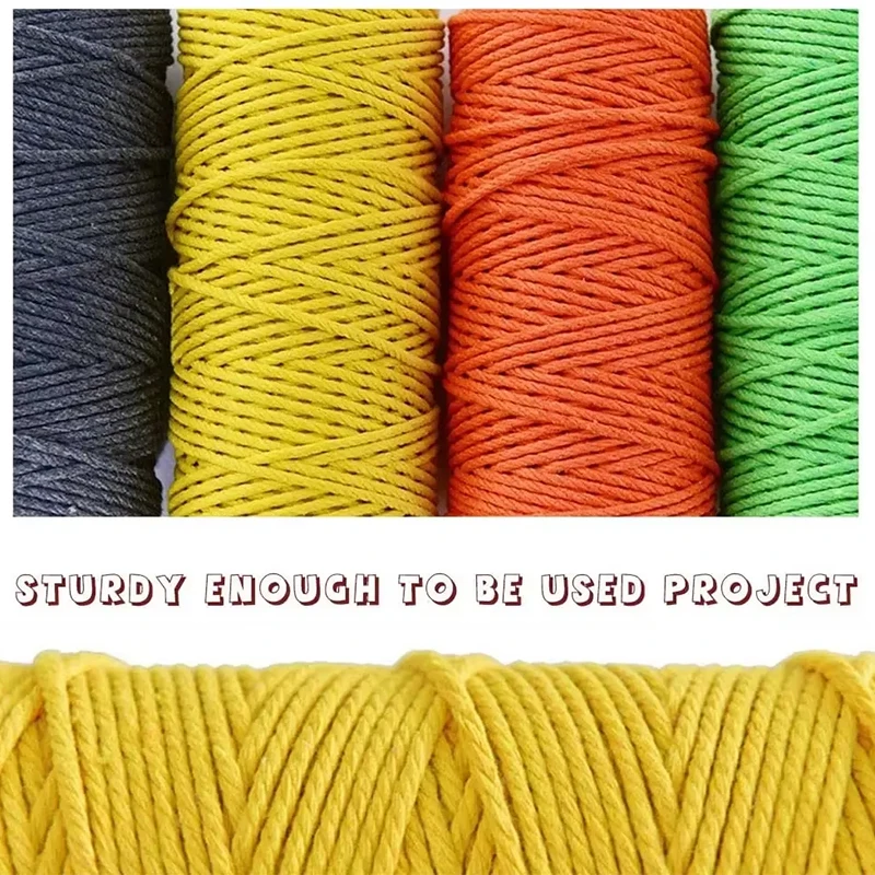 100M/Roll 3mm Handmade Boho Decor Colorful Cotton Cord Rope Thread Twisted Macrame String DIY Home Wedding Decoration Supply
