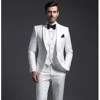 Elegant White Suits for Men 3 Piece Chic Shawl Lapel Single Button Suit Prom Party Wedding Tuxedo Slim (Blazer+Vest+Pants) 1