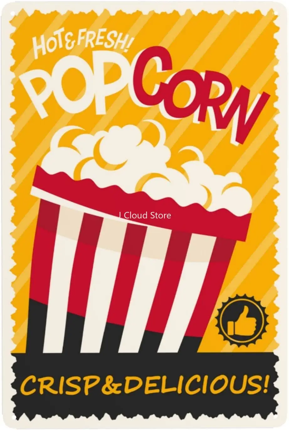 

Hot Fresh Popcorn Vintage Metal Tin Signs Crisp Delicious Popcorn Retro Wall Decor Wall Art Funny Posters Gifts 8x12