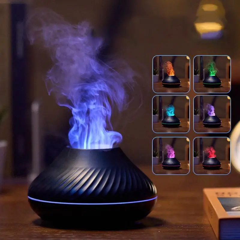 

USB Powered Flame Design Diffuser, 1 Piece Flame Light Essential Oil Diffuser, 130ml Portable Air Humidifier, Creative Volcano