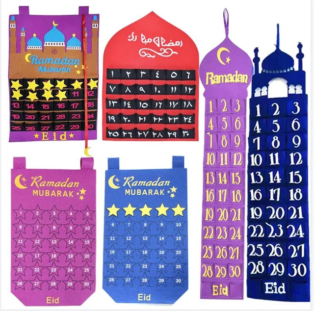 Pink & White Pattern Pocket Felt Ramadan Advent Calendar