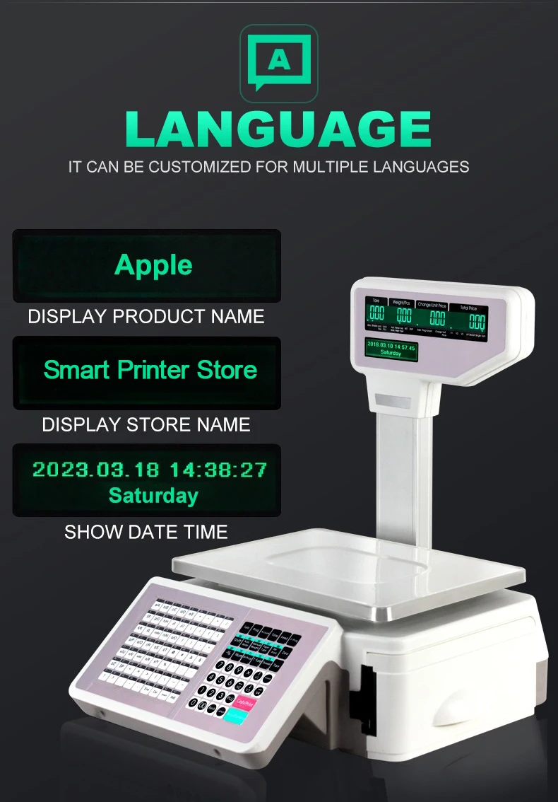 New Hot Selling High Accurate Barcode Scale Label Printing Scale for Supermarket Fruit Shop