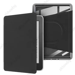 Premium PU Leather Clear Rotating Smart Cover with Transparent Acrylic Back - Kindle8th SY69JL (Black)