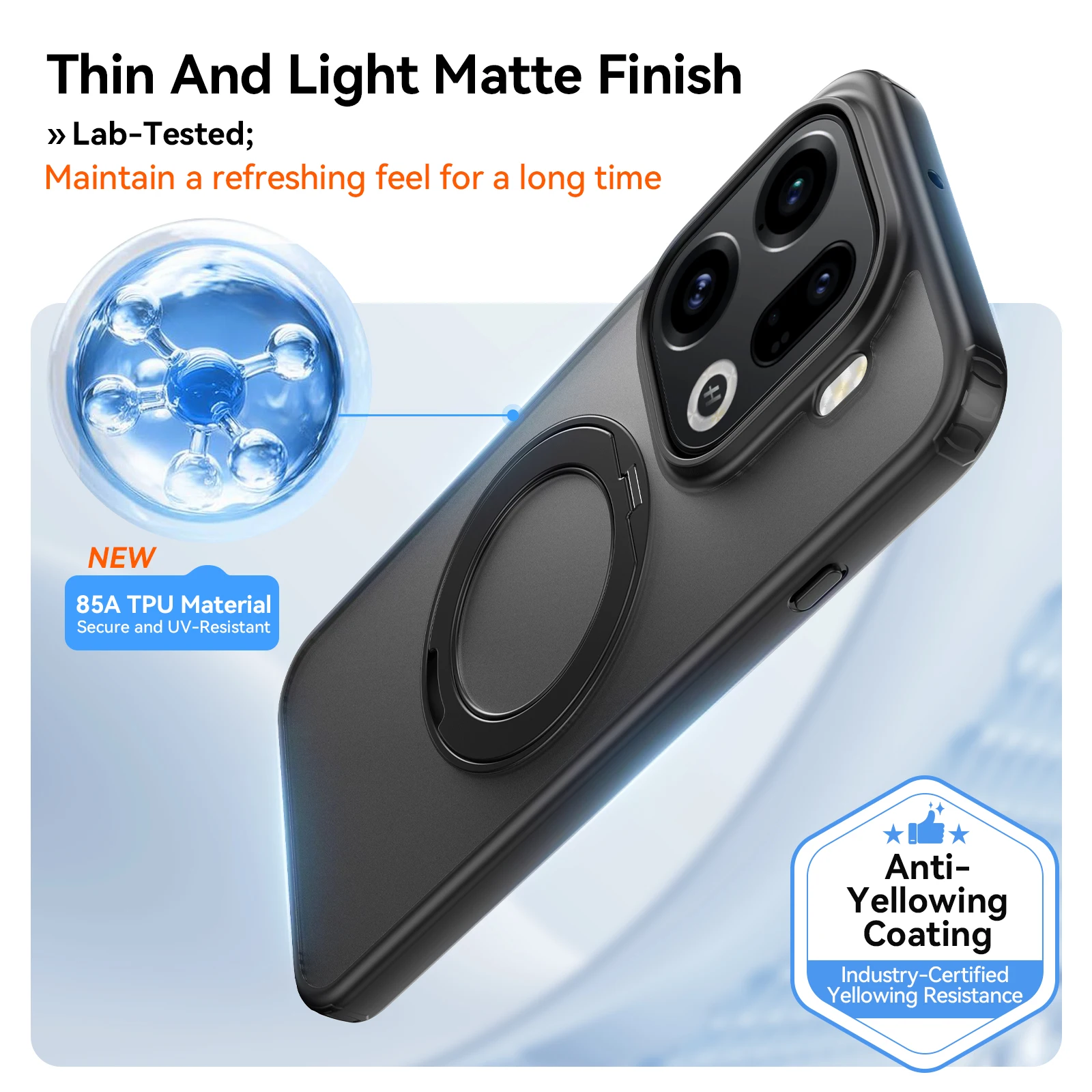 Translucent Shockproof Armor Magnetic Phone Case with 360° Rotating Bracket and Matte Back Cover