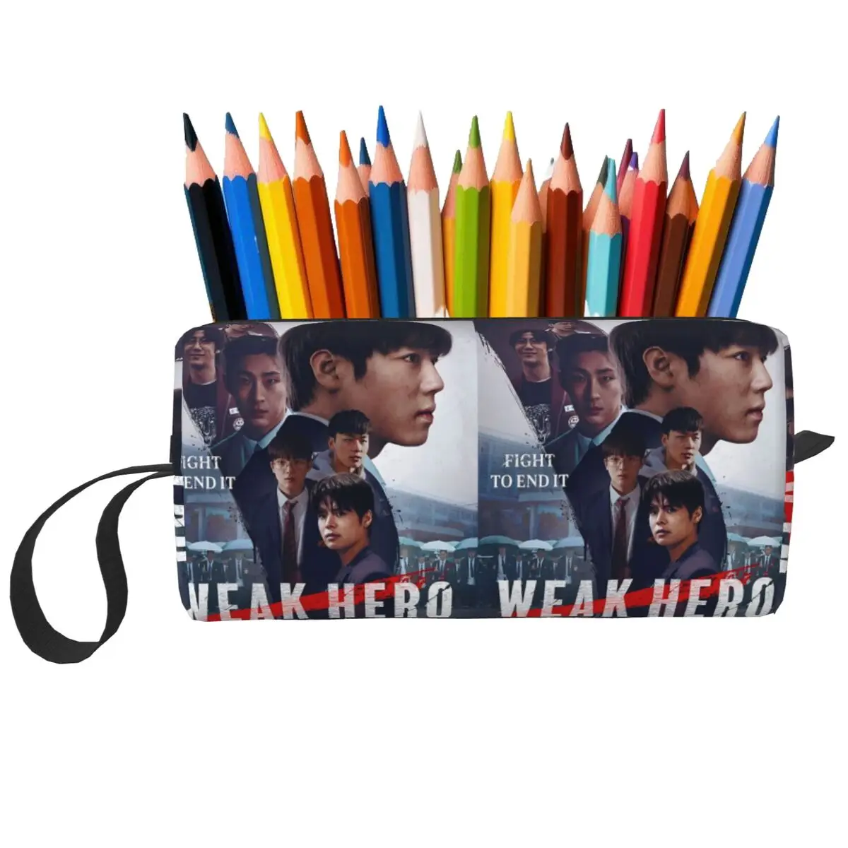 약한 영웅 클래스 2 Kdrama 어린이를위한 연필 케이스 펜 박스 연필 가방 문구 용품 여성 주최자 파우치