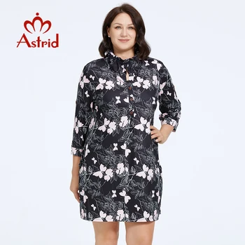 Abiti da donna Astrid 2023 nuove maniche lunghe Plus Size stampa floreale abito elegante colletto rialzato abiti da festa ufficio quotidiano 1