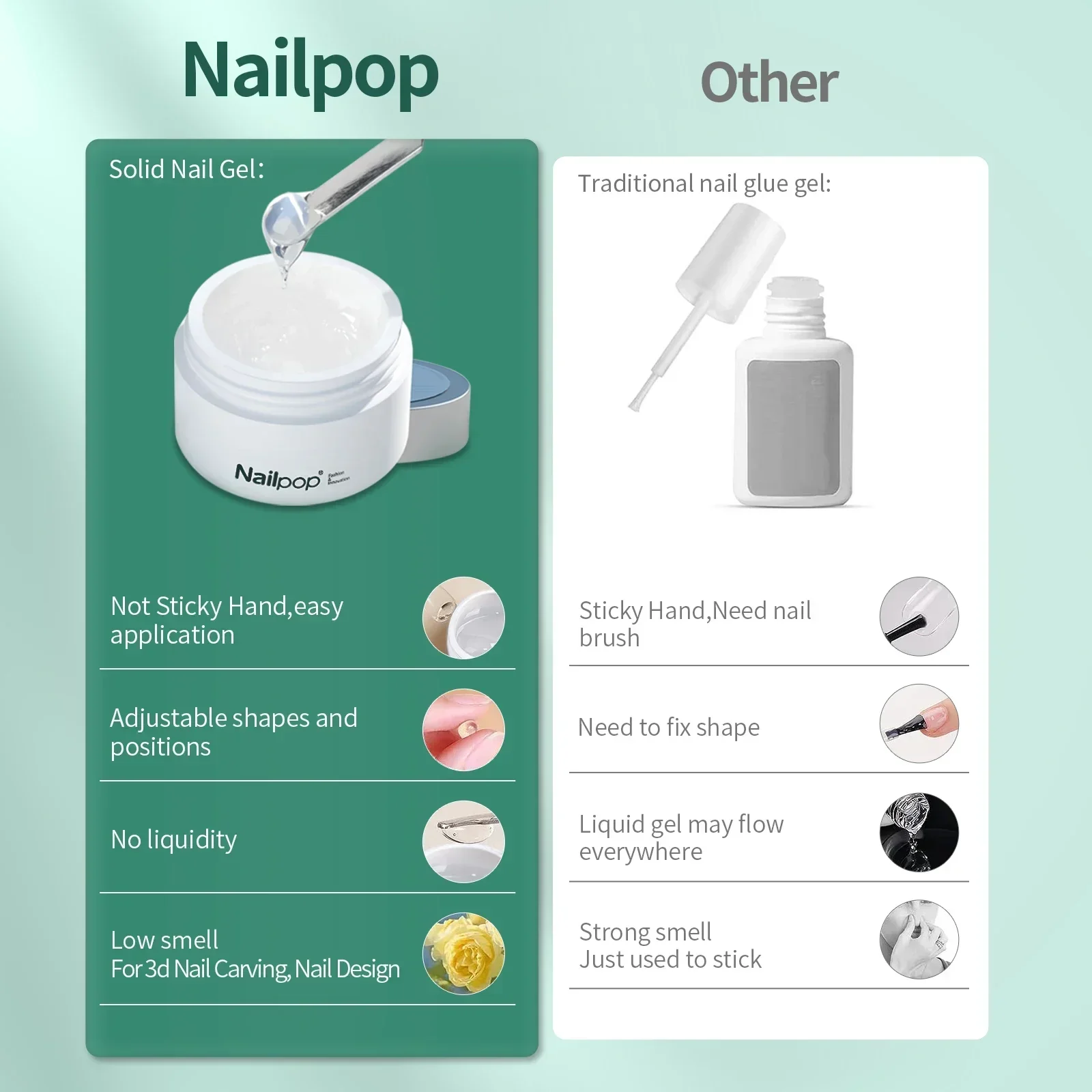 Nail Glue Nailpop Solid Nail Patch Gel Easy Stick Gummy Adhesive Bond UV Glue For American Pose Capsule Tips Strong Adehesion 10ml
