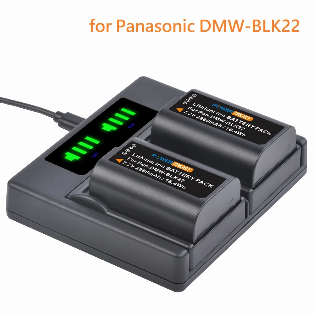 Batteria Della Sostituzione/Caricabatteria Doppio Della Baia Per Le Macchine Fotografiche Digitali Di Panasonic Dmw-Blk22 E Lumix Dc-S5, Gh6, Gh5 Ii, 