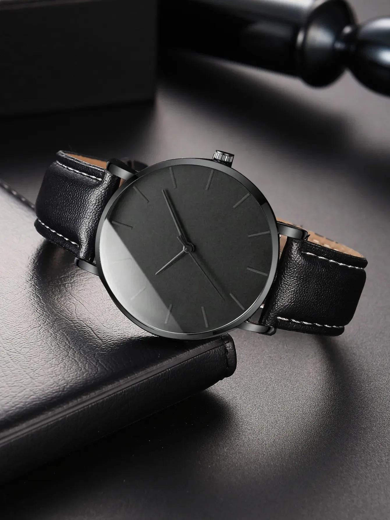 Watch New Men Watch Luxury Bracelet Set Fashion Business Black Leather Quartz Wrist Watches For Men Gift Set Relogio Masculino 2