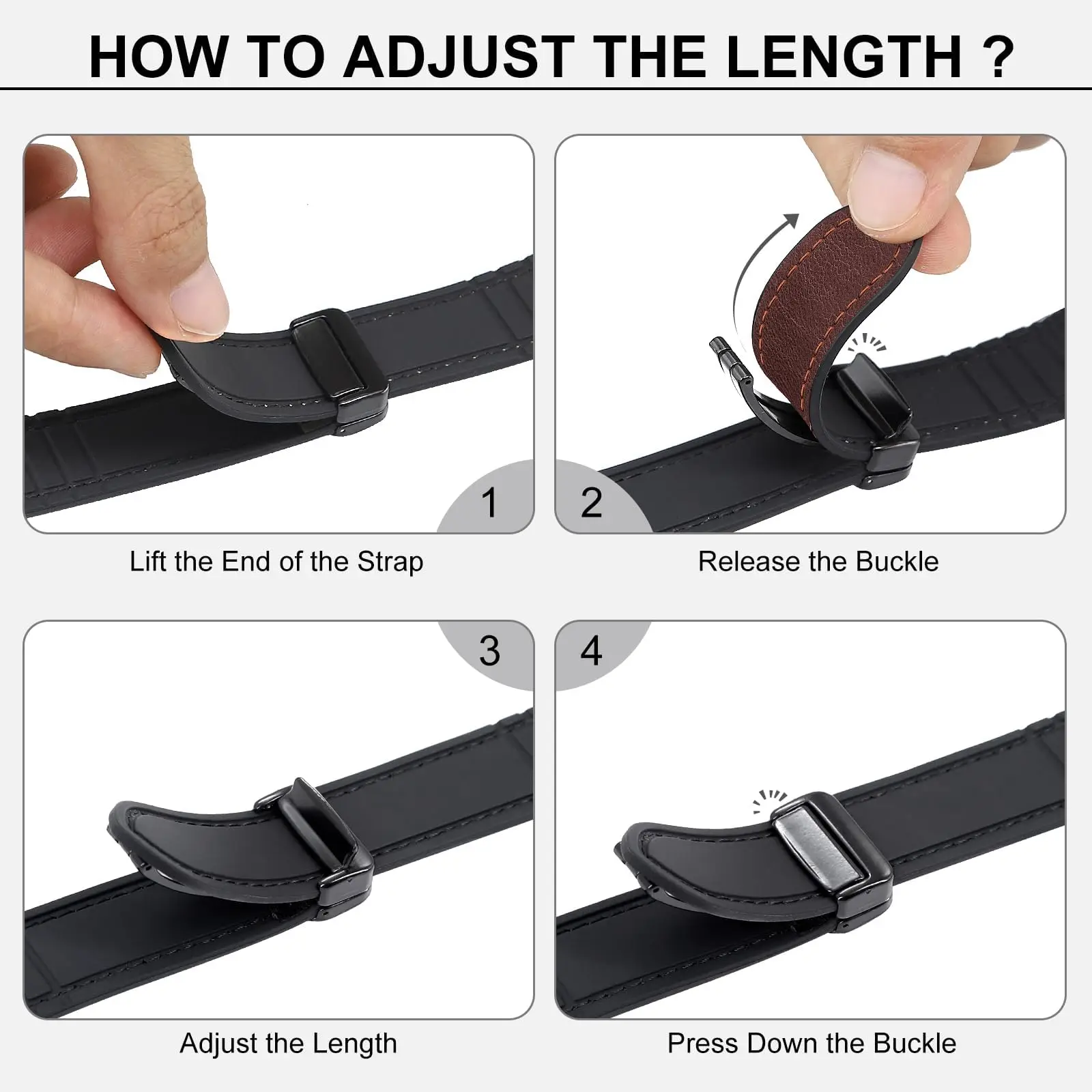 Premium Leather Magnetic Watch Strap - Classic Bracelet Design