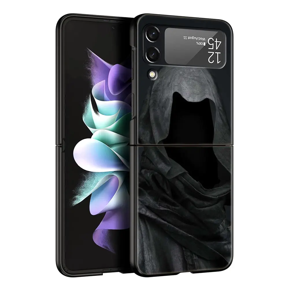Black Grim Reaper Skull Skeleton Protective Folding Phone Case