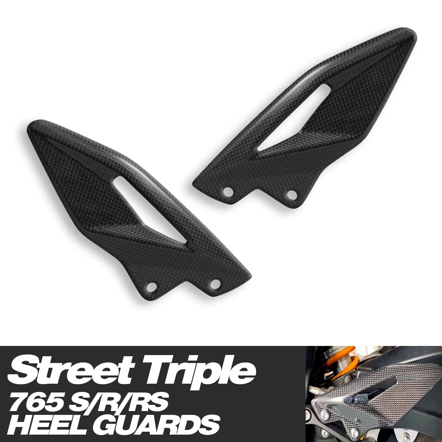 

Gokom Racing Motorcycle Parts Carbon Fiber Heel Guard Mat for Triumph 765/800/1050 Street Triple R/S/RS 2017-