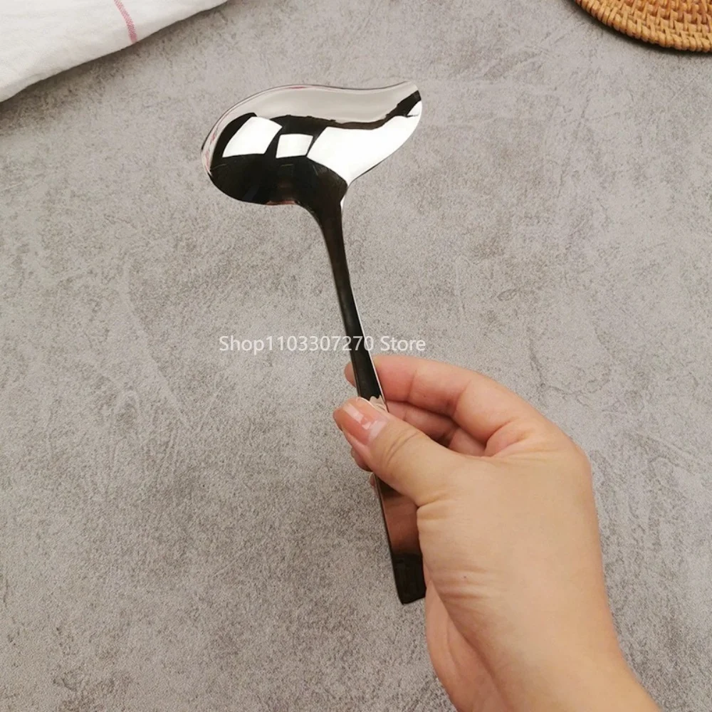 2Pcs Stew Dipper Soup Long Handle Duck Mouth Shaped Spoon Kitchen Ladle Tableware Scoop Stainless Steel stainless steel spoon,soup spoon