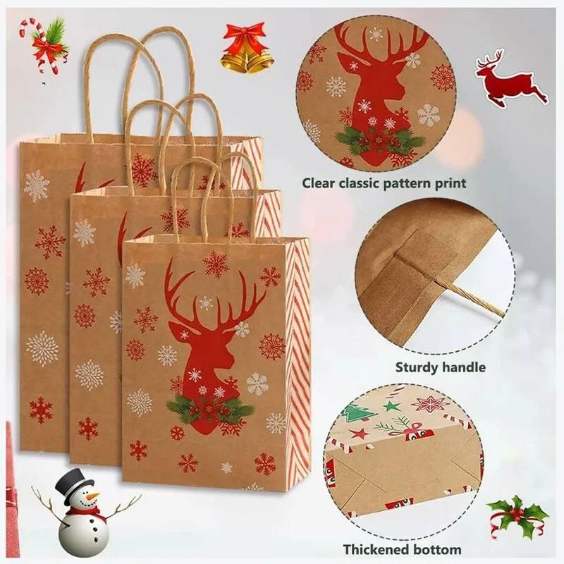 Paper Gift Bags Santa Claus Candy Cookie Packing Bags Festive Gift