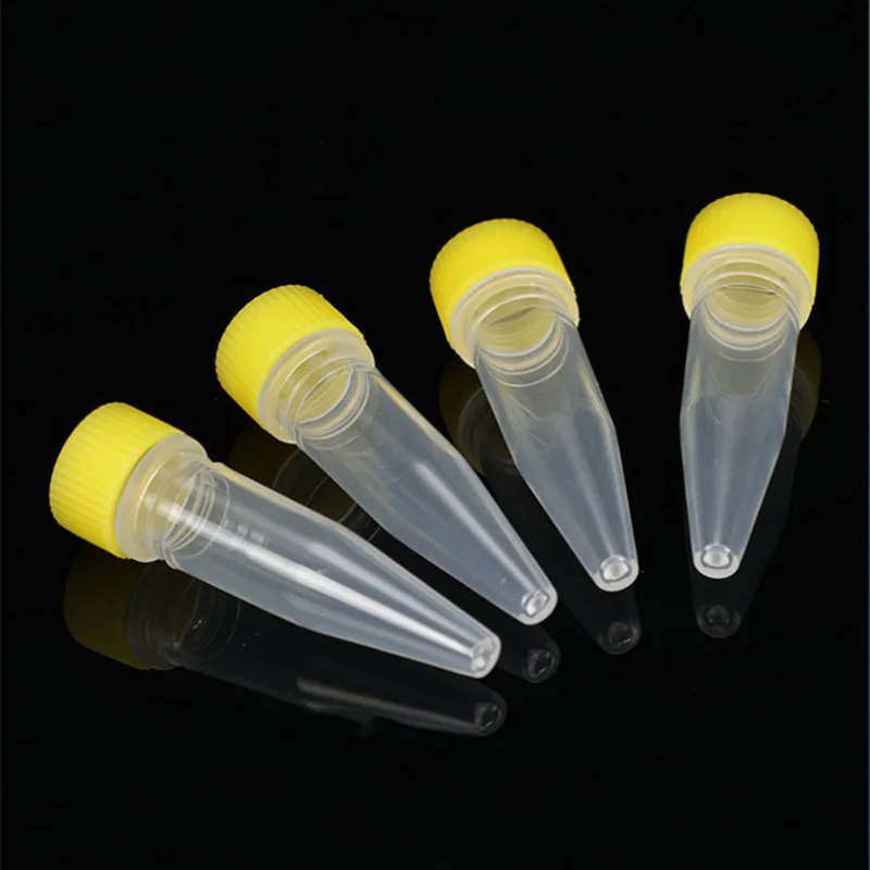 500Pcs/Lot 1.5ml 10&times;45mm Plastic Cryogenic Vials Screw Cap Sharp Bottom Centrifuge Tube Laboratory Cryovial With Seal Ring