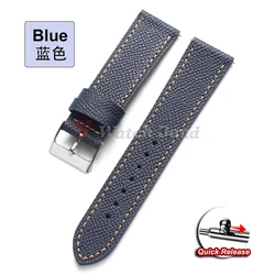 Vintage Handmade Cowhide Leather Watch Strap - Soft Unisex Wristband Bracelet - 22mm (Blue)