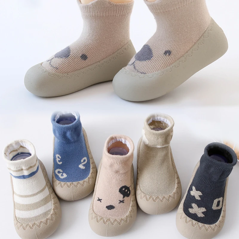 

Non-Slip Baby Shoes Kids Floor Sneakers Soft Rubber Sole Toddler First Walkers Booties 0-4Y Baby Boy Girl Cotton Anti-slip Shoes