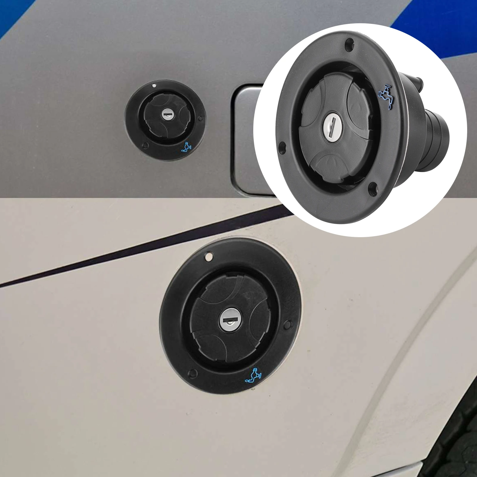 RV Water Inlet Lockable Leakproof Water Filler Cap for RV Caravan Motorhome