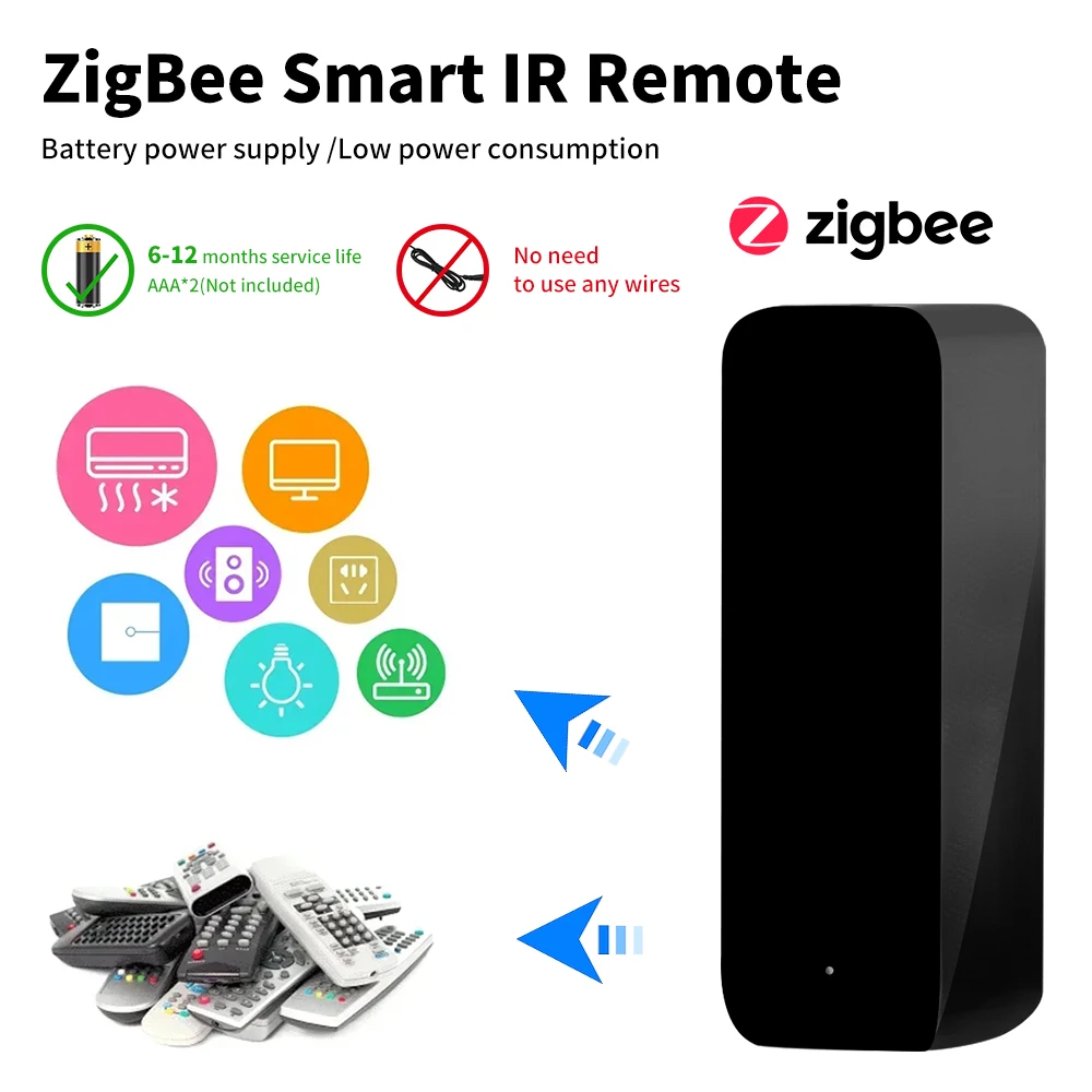 جهاز تحكم عن بعد Tuya Zigbee IR ذكي عالمي يعمل بالأشعة تحت الحمراء للتحكم في المنزل الذكي للتلفزيون DVD AUD AC يعمل مع مساعد Alexa Google