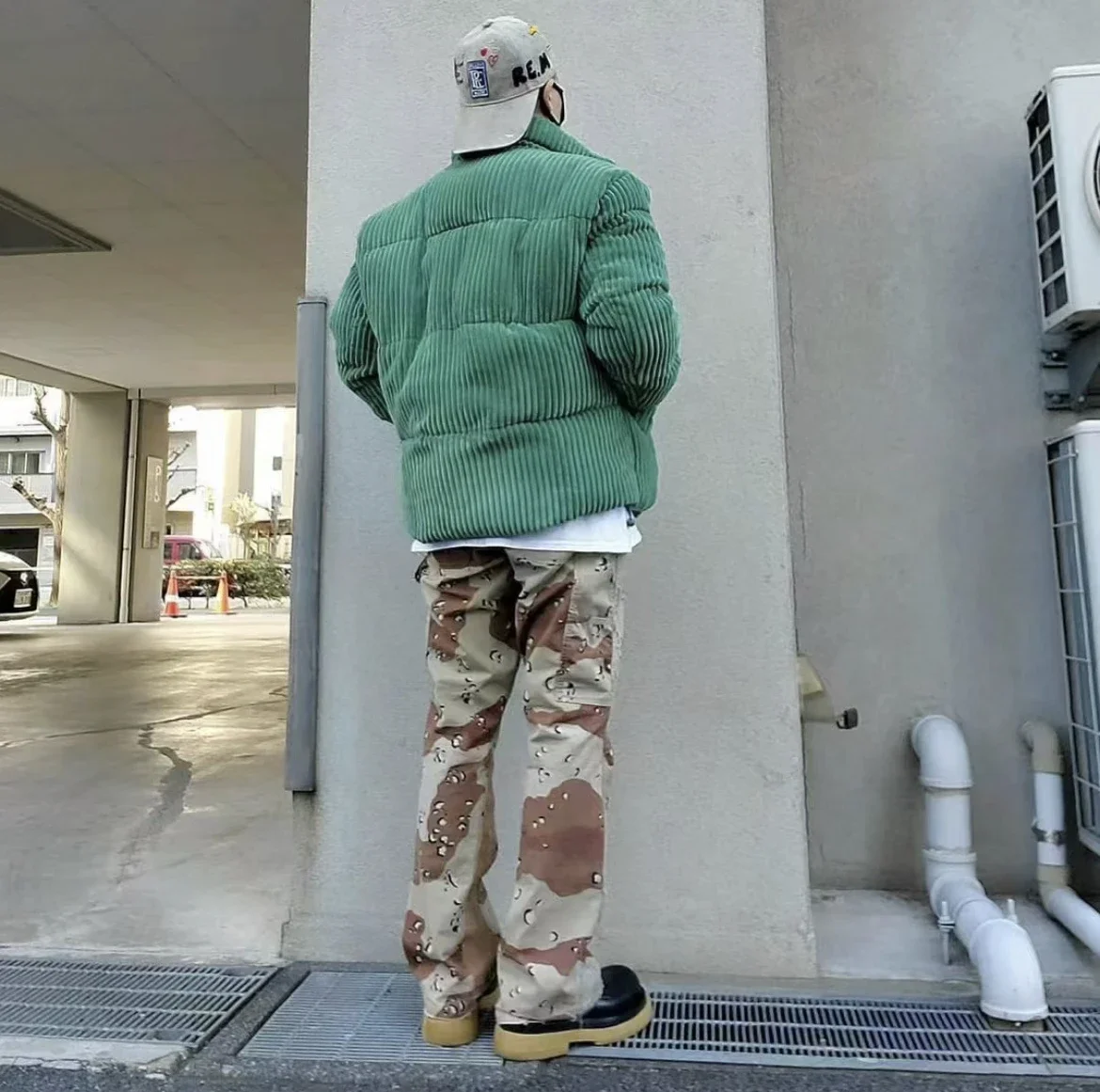 Description Picture 6 of item24Fw GD High Quality desert camouflage splicing flared overalls American high street bootcut trousers spliced casual pants