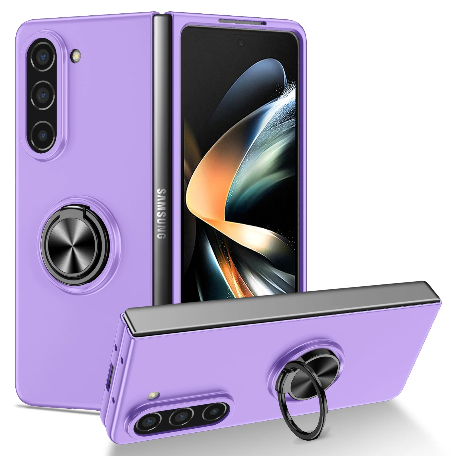 Per Samsung Galaxy Z Fold 5 Case Magnetic Car Ring Antiurto Armor Stand Holder Custodie Per Telefono Per Galaxy Zfold5 5G Cover Posteriore