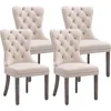 Velvet Dining Chairs Set of 4, Upholstered High-end Tufted Dining Room Chair with Nailhead Back Ring Pull Trim Solid Wood Legs 1