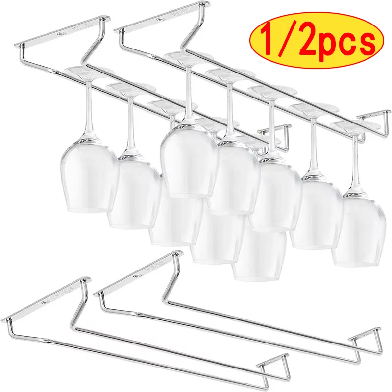 Red Wine Glass Goblets Hanger Rack 1/2pcs Upside Down Stemware Home Bar Pub Holder Stainless Steel Shelf Organizer Dish Rack