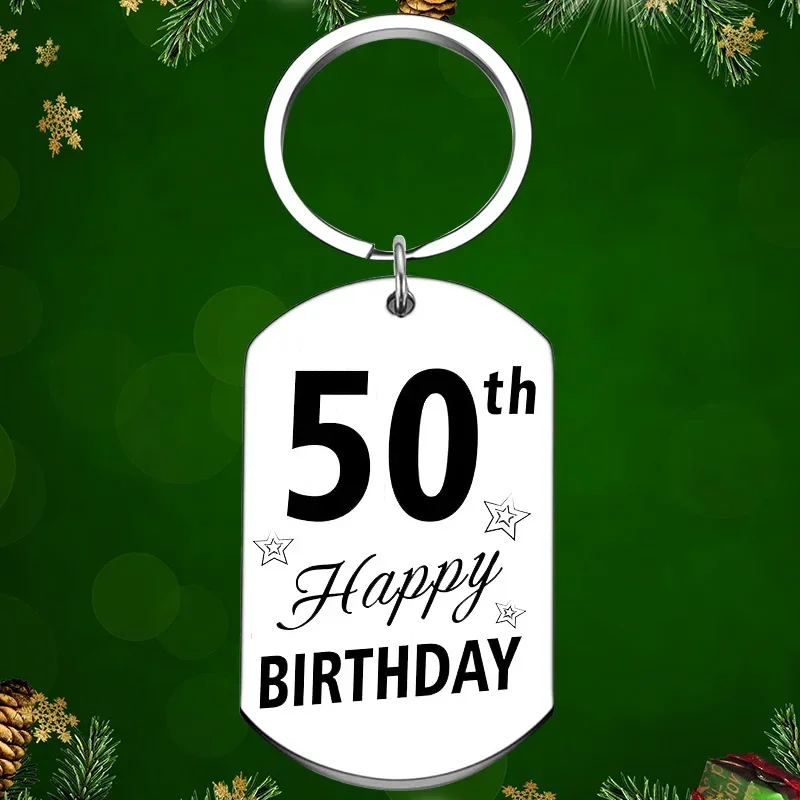 

Happy 50th Birthday Keychain Pendant 50th Birthday Gifts Key Chain 50 Year Old Birthday Gifts