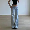 Light Blue Low Waist Jeans Woman Streetwear American Vintage Denim Pants Female Casual Washed Straight Pantalons Mujer 2