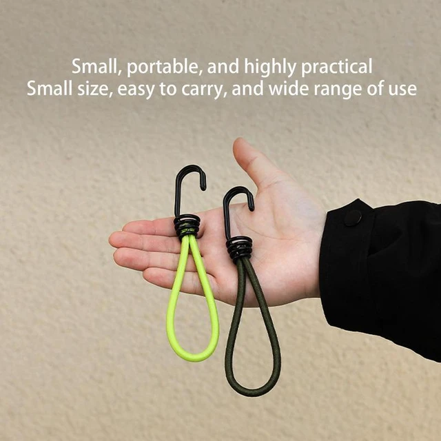 Small Bungee Cord with Hooks,Heavy Duty Short Bungee Straps with Metal  Hooks,Canopy Ties,for Tents,Camping, Tarps,Hiking and Boats