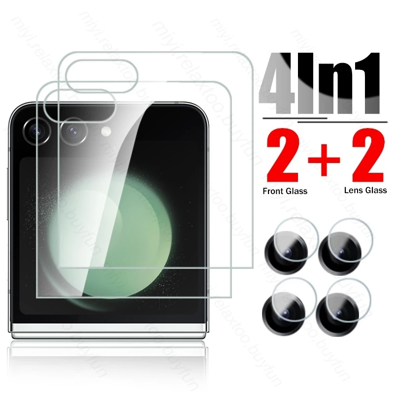 

Закаленное стекло 4To1 для полной защиты задней панели экрана для Samsung Galaxy Z Flip5, флип-стекло для 5 фотоаппаратов, Защитная пленка для Samung ZFlip5