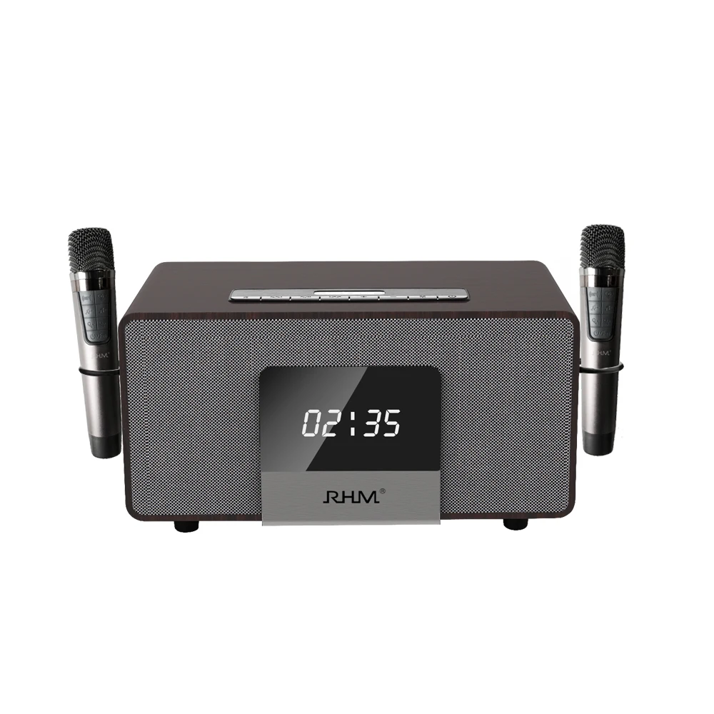 High-end home theater karaoke speaker all in one design with two UHF micphones