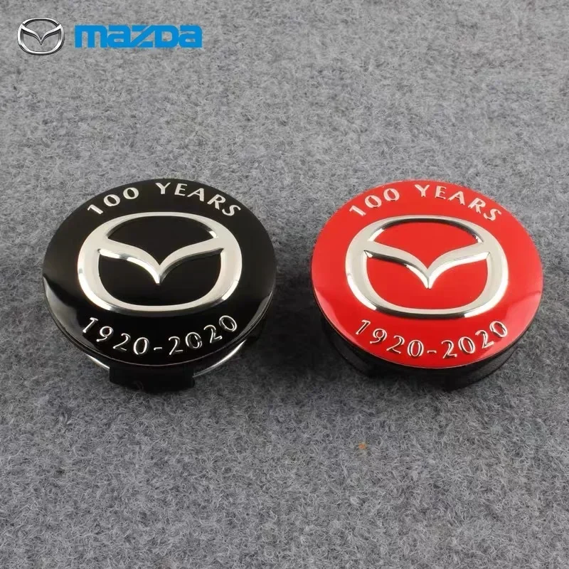 4 Stück 56mm 100 Jahre Jubiläums Radnabenkappen Logo Emblem Abdeckung für Mazda 3 Axela BP CX-30 Zubehör 2020-2023