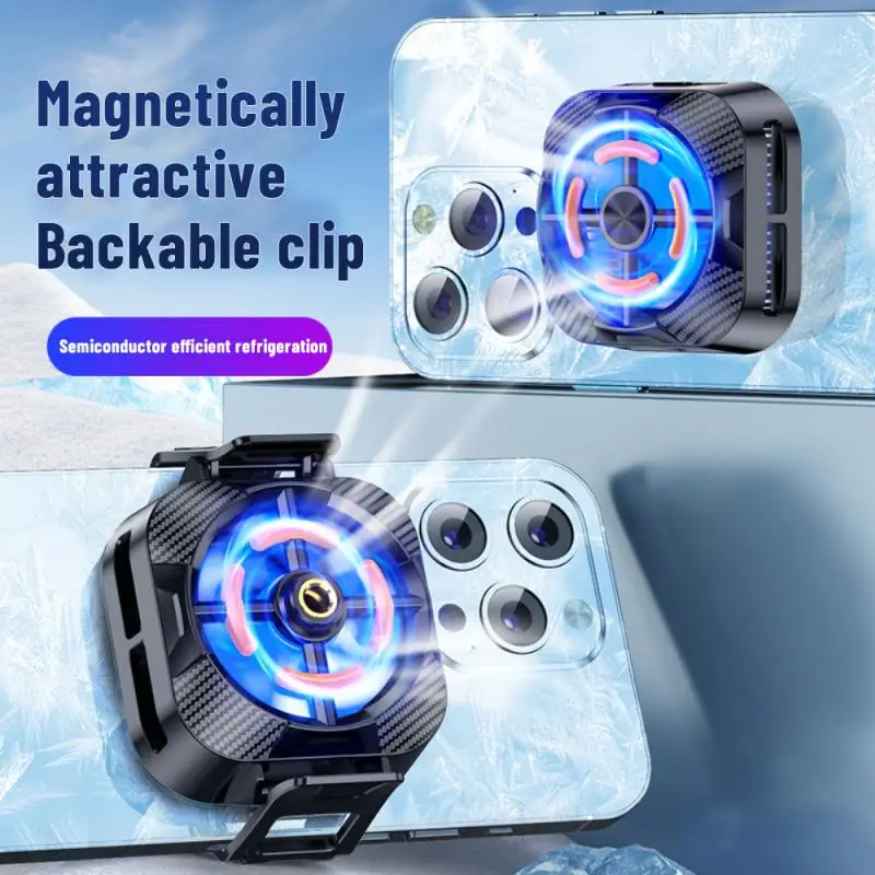 Magnetic Air Cooler For Cell Phone Radiator Mini Cooling Fan Coler With Back Clip For 13 14 Android Processor Cooler